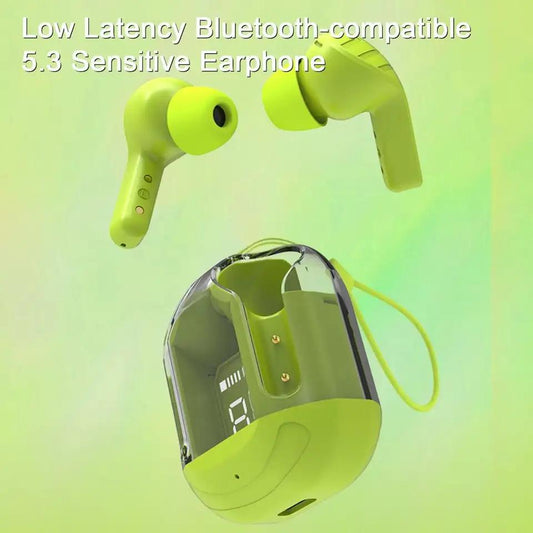 Crystal LED Display Wireless Earbuds – Clear Sound, Portable Charging Case