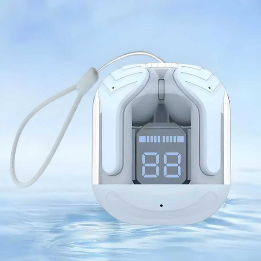 Crystal LED Display Wireless Earbuds – Clear Sound, Portable Charging Case